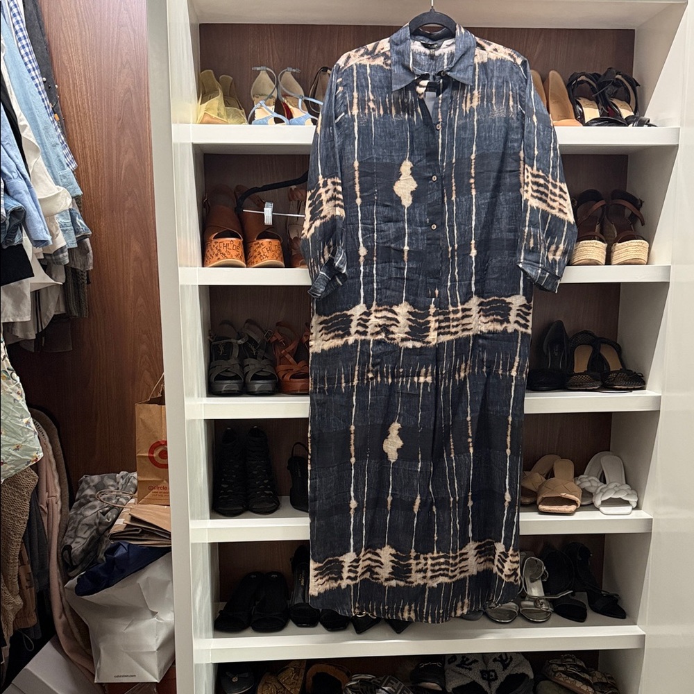 Elegant Long Sleeve Tie-Dye Dress